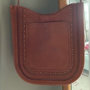 Lucky Brand Leather Crossbody Bag with Embroidery